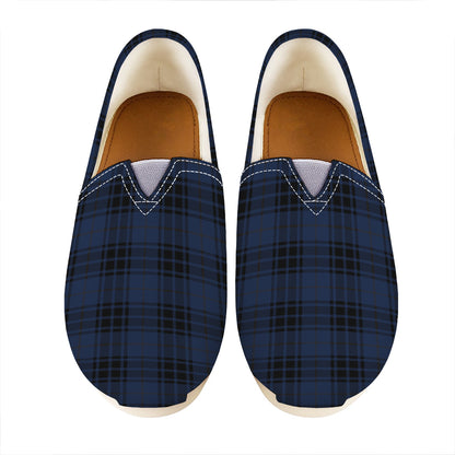 Blue And Black Tartan Pattern Print Casual Shoes