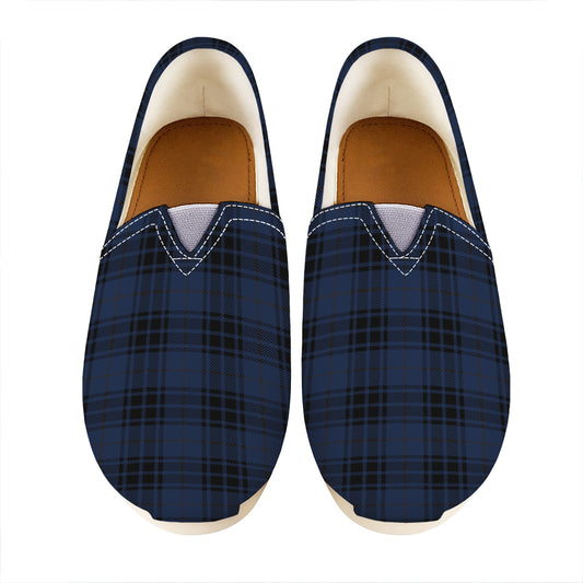 Blue And Black Tartan Pattern Print Casual Shoes