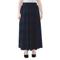 Blue And Black Tartan Pattern Print Chiffon Maxi Skirt