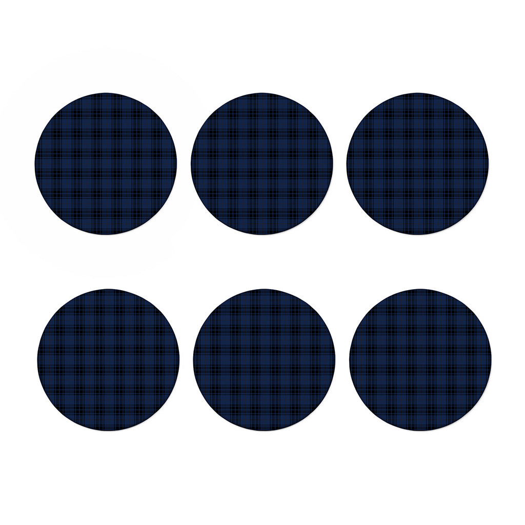 Blue And Black Tartan Pattern Print Coaster Set