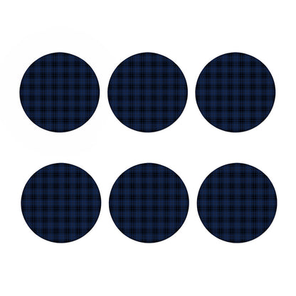 Blue And Black Tartan Pattern Print Coaster Set