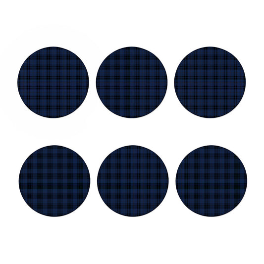 Blue And Black Tartan Pattern Print Coaster Set