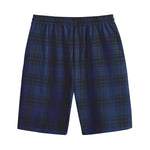 Blue And Black Tartan Pattern Print Cotton Shorts