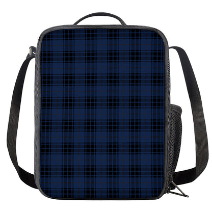 Blue And Black Tartan Pattern Print Crossbody Lunch Bag