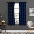 Blue And Black Tartan Pattern Print Grommet Curtain Panels