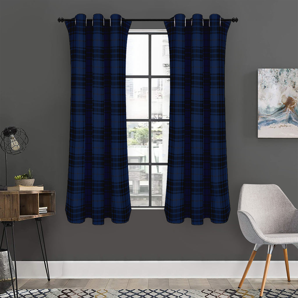 Blue And Black Tartan Pattern Print Curtain