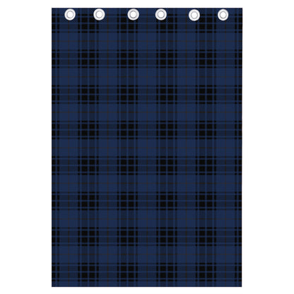 Blue And Black Tartan Pattern Print Curtain