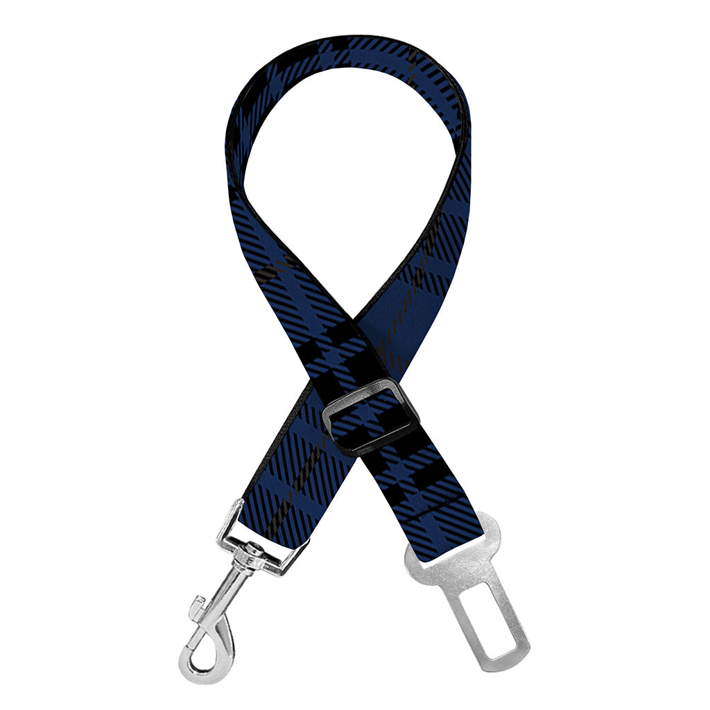 Blue And Black Tartan Pattern Print Dog Seat Belt