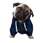 Blue And Black Tartan Pattern Print Dog Zip Up Hoodie