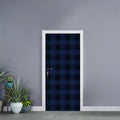 Blue And Black Tartan Pattern Print Door Sticker