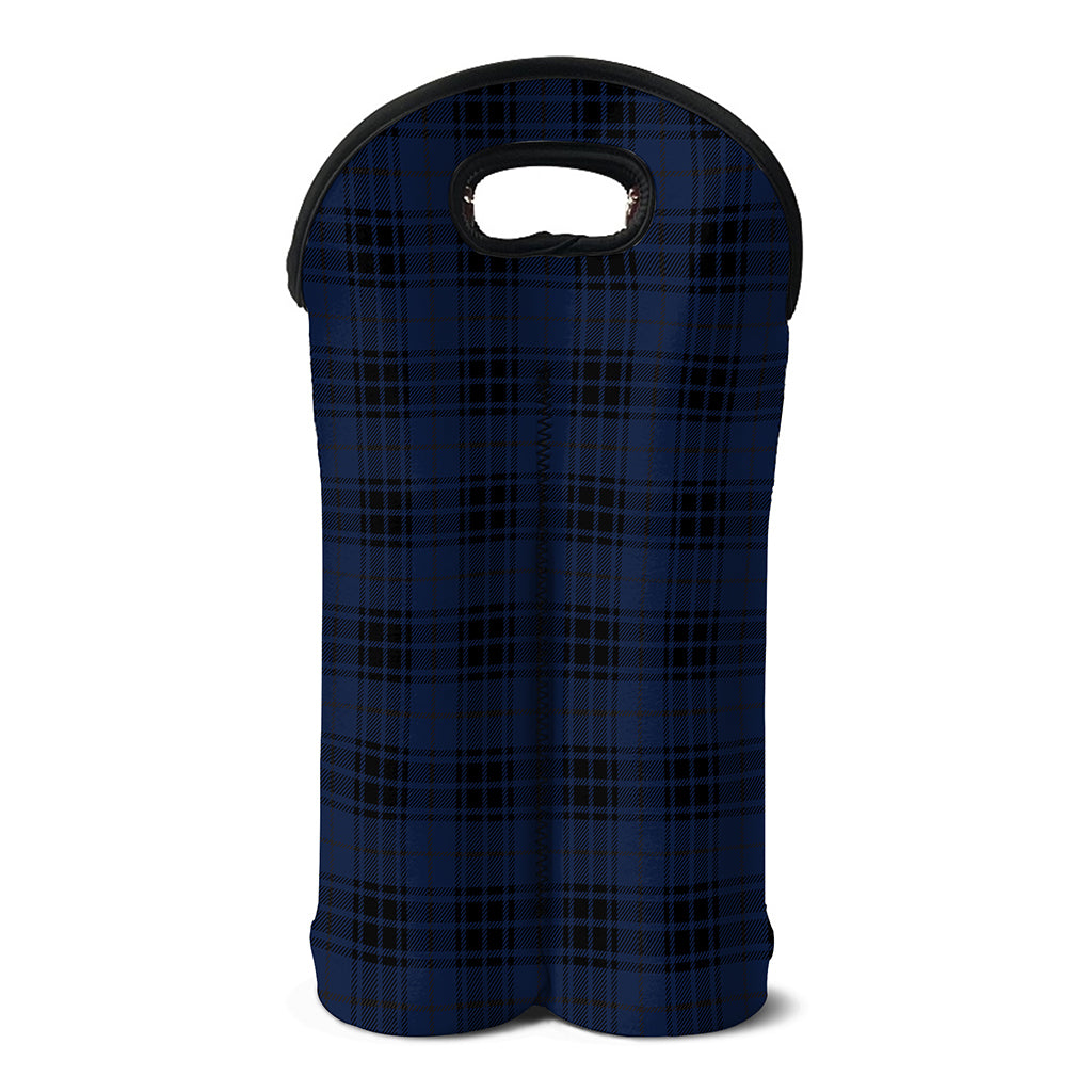Blue And Black Tartan Pattern Print Double Neoprene Wine Tote