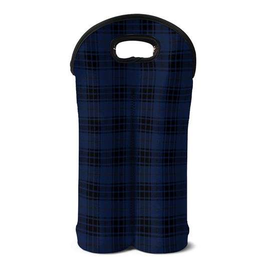 Blue And Black Tartan Pattern Print Double Neoprene Wine Tote