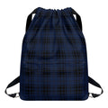 Blue And Black Tartan Pattern Print Drawstring Backpack