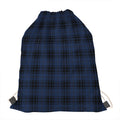 Blue And Black Tartan Pattern Print Drawstring Bag