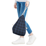 Blue And Black Tartan Pattern Print Drawstring Bag