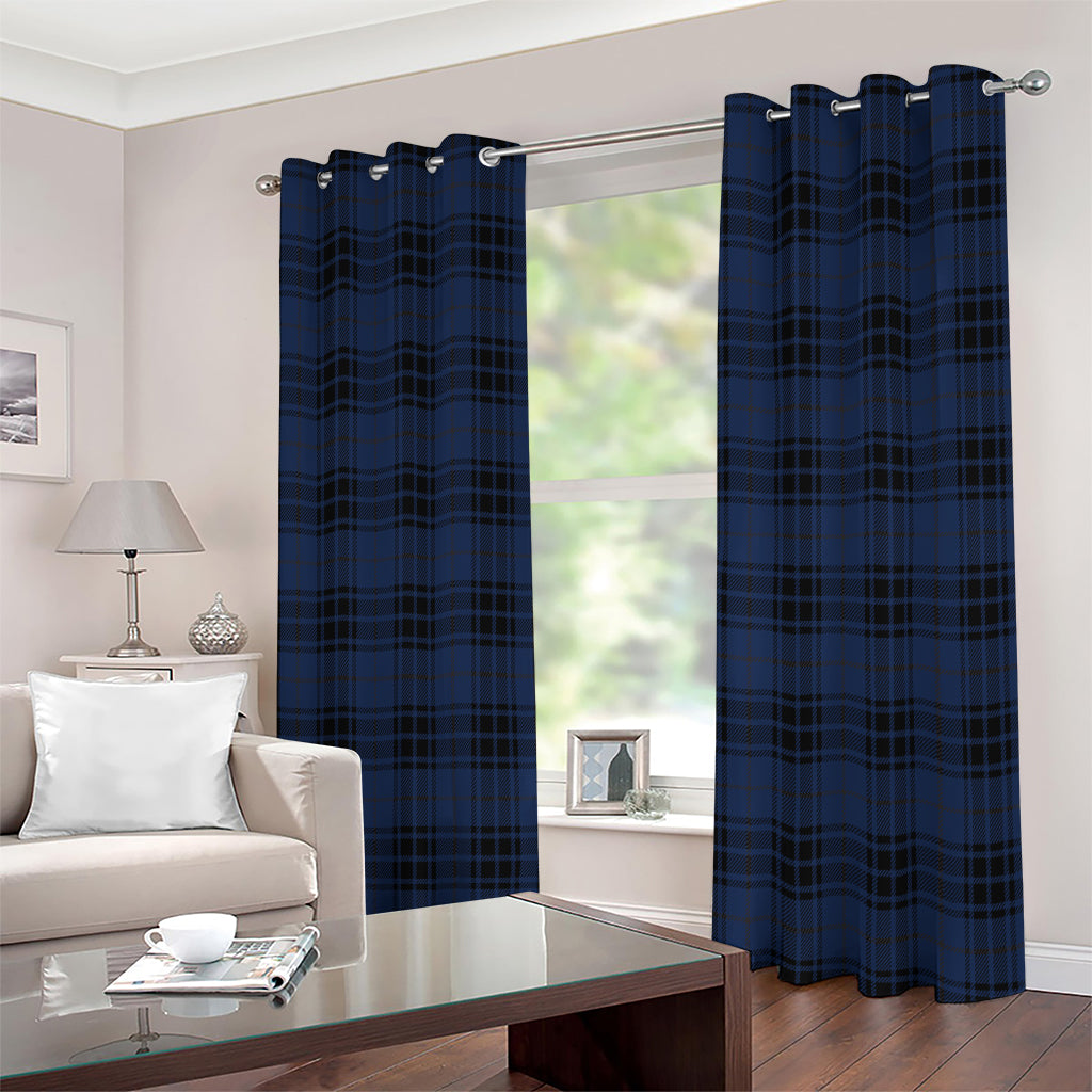 Blue And Black Tartan Pattern Print Extra Wide Grommet Curtains