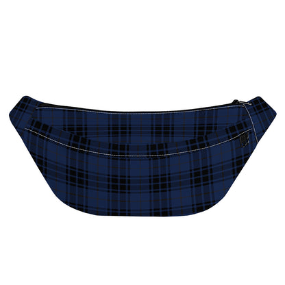 Blue And Black Tartan Pattern Print Fanny Pack