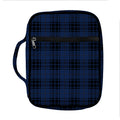Blue And Black Tartan Pattern Print Front Pocket Bible Bag
