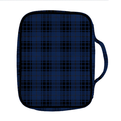 Blue And Black Tartan Pattern Print Front Pocket Bible Bag