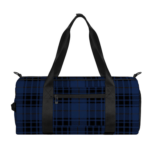 Blue And Black Tartan Pattern Print Gym Bag