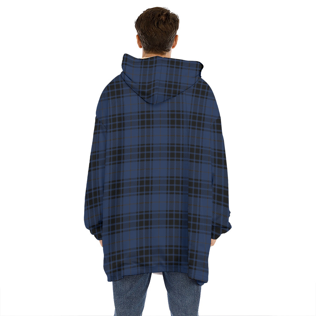 Blue And Black Tartan Pattern Print Hoodie Blanket