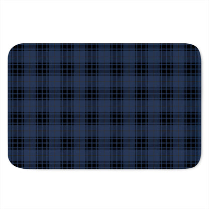 Blue And Black Tartan Pattern Print Indoor Door Mat