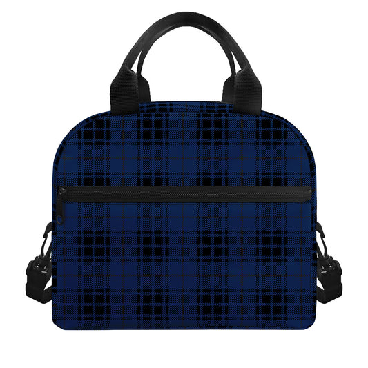 Blue And Black Tartan Pattern Print Insulated Lunch Bag