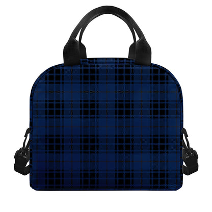 Blue And Black Tartan Pattern Print Insulated Lunch Bag