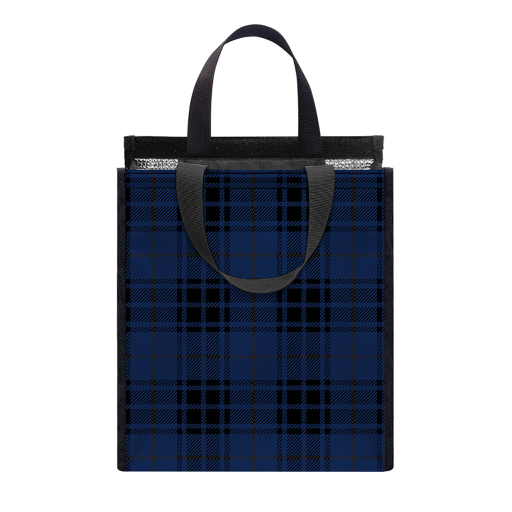 Blue And Black Tartan Pattern Print Insulated Lunch Tote