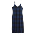 Blue And Black Tartan Pattern Print Jersey Midi Cami Dress