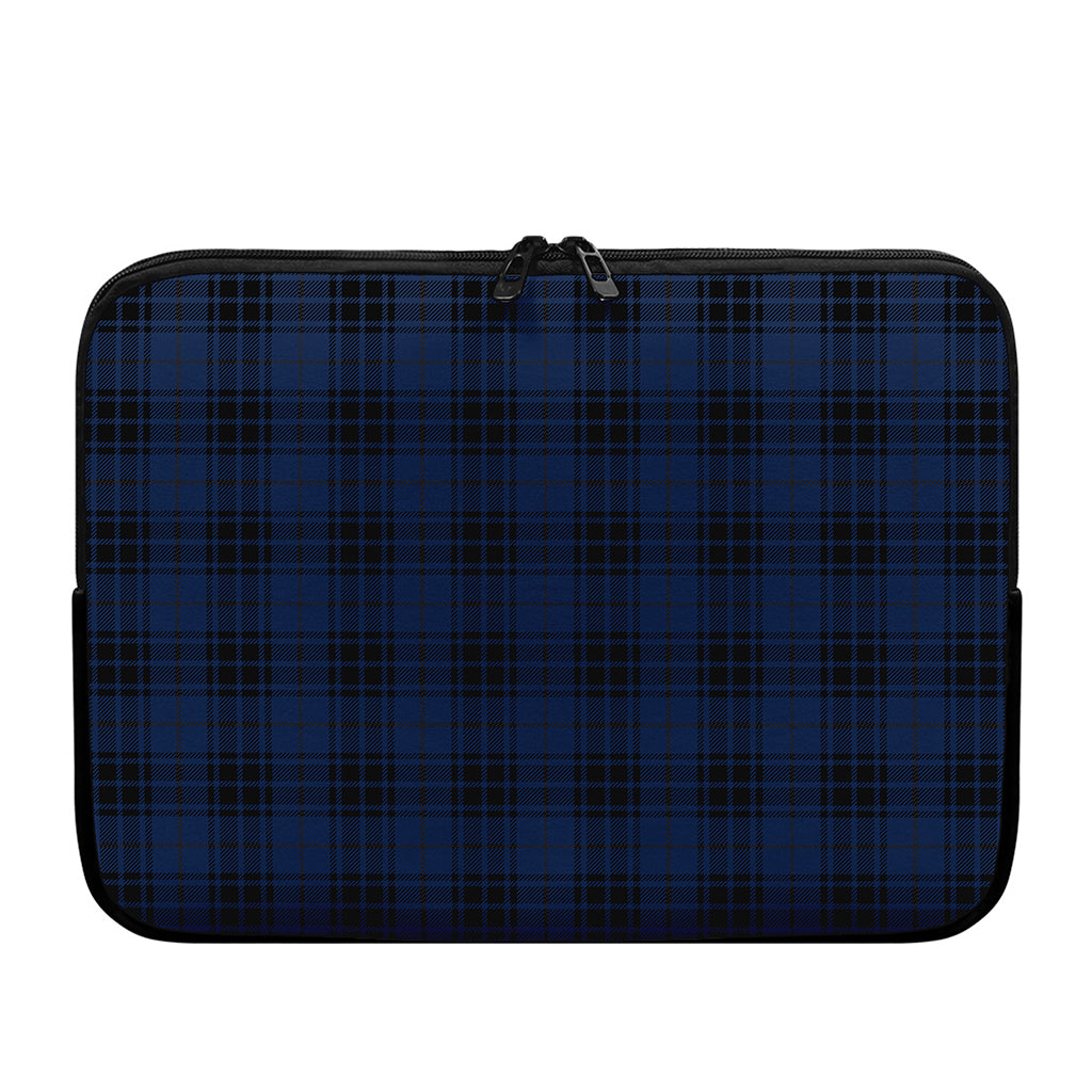 Blue And Black Tartan Pattern Print Laptop Sleeve