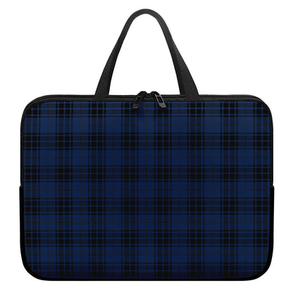 Blue And Black Tartan Pattern Print Laptop Sleeve With Handle