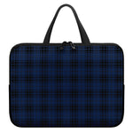 Blue And Black Tartan Pattern Print Laptop Sleeve With Handle