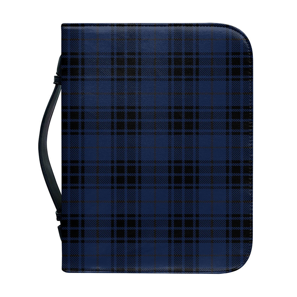 Blue And Black Tartan Pattern Print Leather Bible Cover