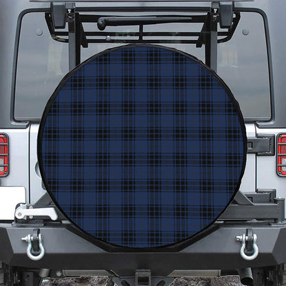Blue And Black Tartan Pattern Print Leather Spare Tire Cover