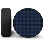 Blue And Black Tartan Pattern Print Leather Spare Tire Cover
