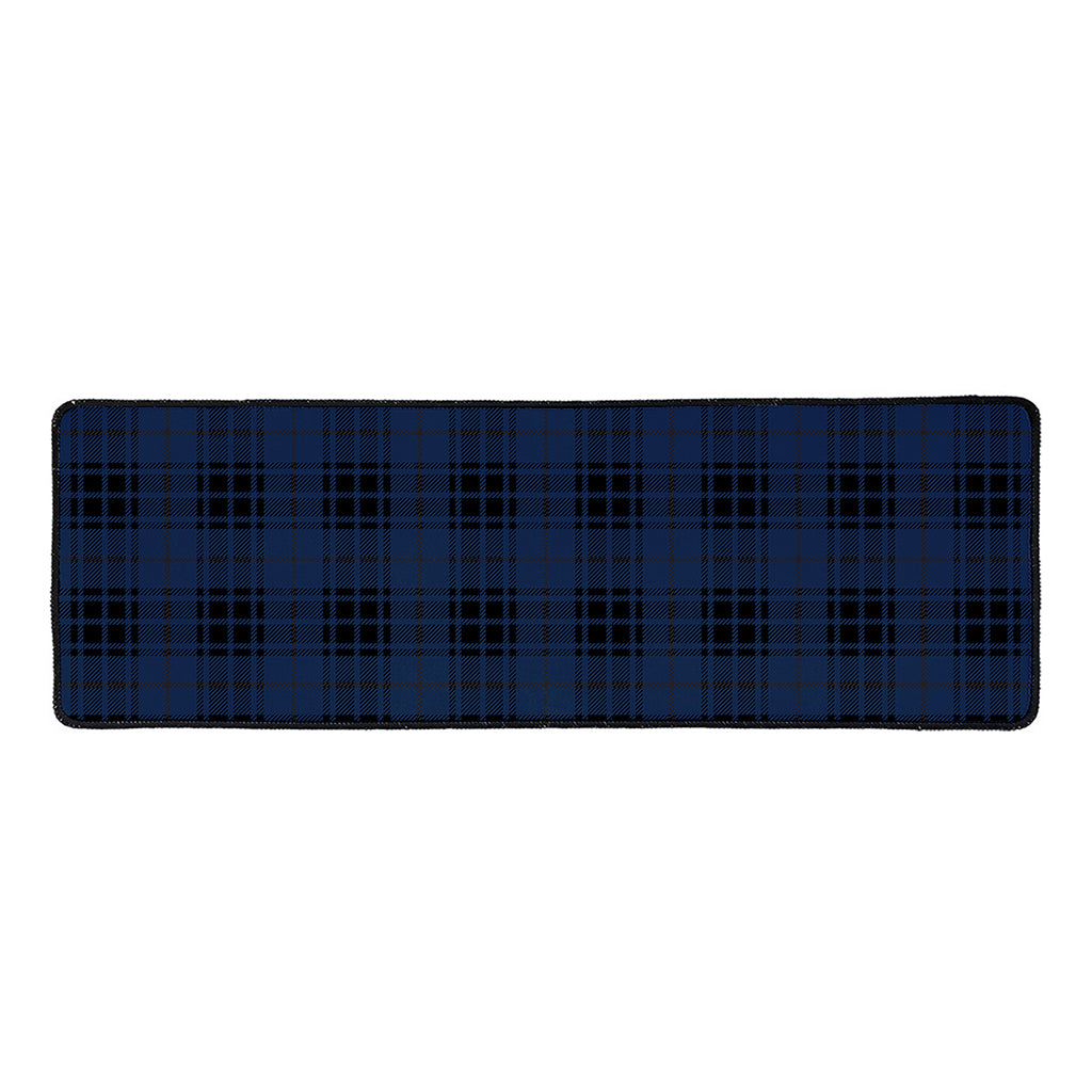 Blue And Black Tartan Pattern Print Long Kitchen Mat