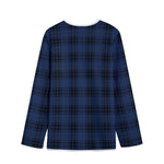 Blue And Black Tartan Pattern Print Long Sleeve Short Coat