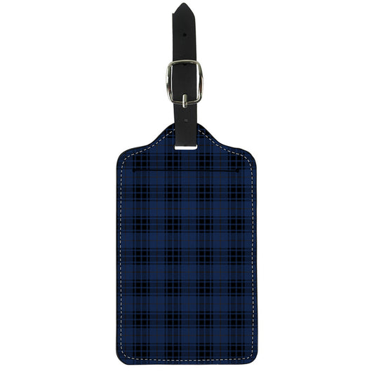 Blue And Black Tartan Pattern Print Luggage Tag