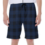 Blue And Black Tartan Pattern Print Men's Beach Shorts