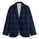 Blue And Black Tartan Pattern Print Men's Blazer