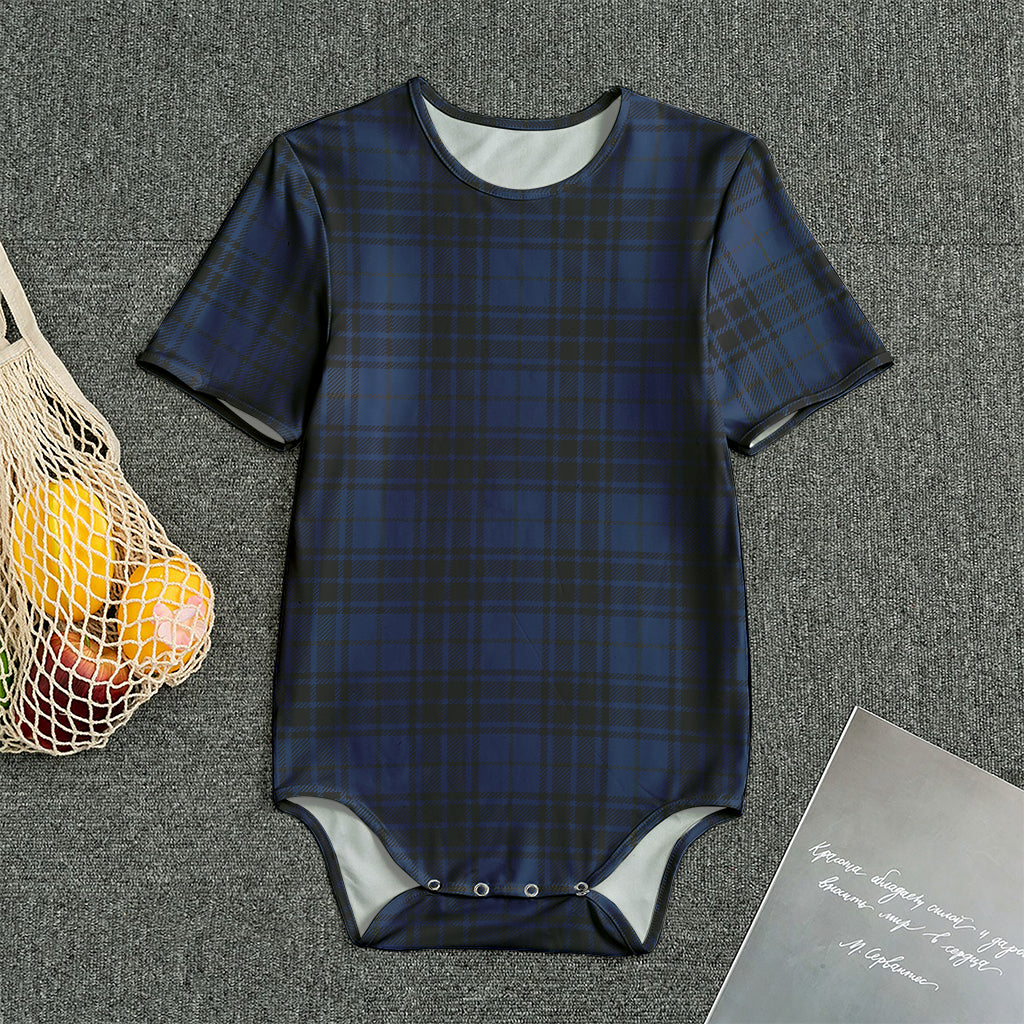 Blue And Black Tartan Pattern Print Men's Bodysuit