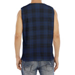 Blue And Black Tartan Pattern Print Men's Fitness Tank Top