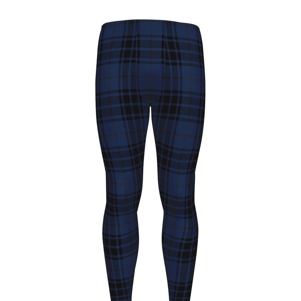 Blue And Black Tartan Pattern Print Men's leggings