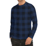 Blue And Black Tartan Pattern Print Men's Long Sleeve Rash Guard