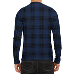Blue And Black Tartan Pattern Print Men's Long Sleeve Rash Guard