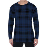 Blue And Black Tartan Pattern Print Men's Long Sleeve T-Shirt