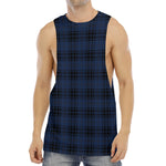 Blue And Black Tartan Pattern Print Men's Muscle Tank Top