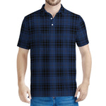 Blue And Black Tartan Pattern Print Men's Polo Shirt