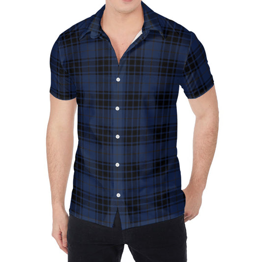 Blue And Black Tartan Pattern Print Men's Shirt
